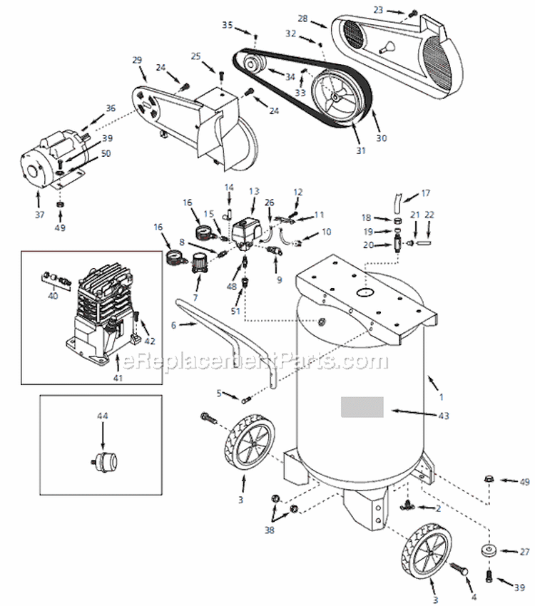 Page A Diagram and Parts List for VT631504 2006 Campbell Hausfeld Compressor